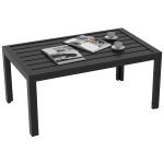 Black Steel Frame Outdoor Garden Side Table