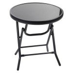 Folding Glass Drinks Side Table for Garden