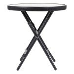 Compact Folding Glass Side Table for Outdoor Use