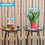 Mosaic Design Round Glass Iron Patio Coffee Table