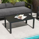 Black Steel Frame Outdoor Garden Side Table