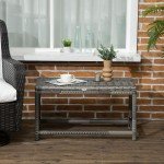 Grey PE Rattan Outdoor Coffee Table