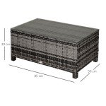 Mixed Grey Rattan Side Table with Glass Top