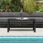 Black Steel Frame Outdoor Garden Side Table
