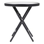 Folding Glass Drinks Side Table for Garden