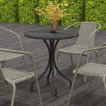 Outsunny Grey Round Outdoor Garden Side Table