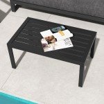 Black Steel Frame Outdoor Garden Side Table