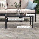 Black Steel Frame Outdoor Garden Side Table