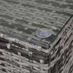 Mixed Grey Rattan Side Table with Glass Top