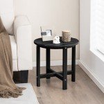 Black Round Adirondack Outdoor Side Table