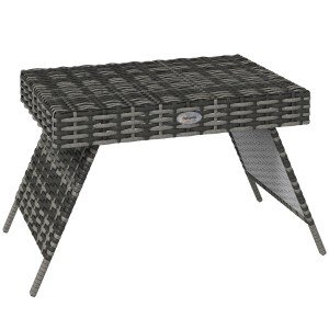 Outsunny Grey Foldable Rattan Coffee Table