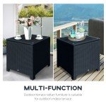 Black Rattan Patio Sofa Set with Table
