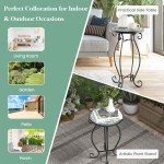 COSTWAY Round Mosaic Outdoor Side Table - Black