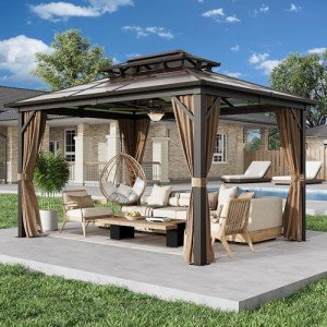 EROMMY 10' x 13' Outdoor Aluminum Gazebo Pavilion
