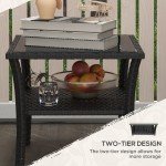 50cm Rattan Outdoor Coffee Table with Glass Top