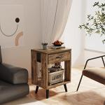 Rustic Nightstand Set with Fabric Drawers