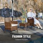 3-Piece Wicker Patio Furniture Set with Cushions