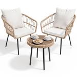 YITAHOME 3-Piece Outdoor Wicker Patio Bistro Set