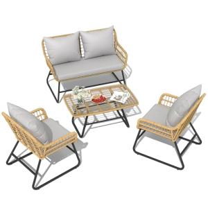 YITAHOME 4-Piece Outdoor Wicker Conversation Set