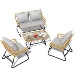 YITAHOME 4-Piece Outdoor Wicker Conversation Set