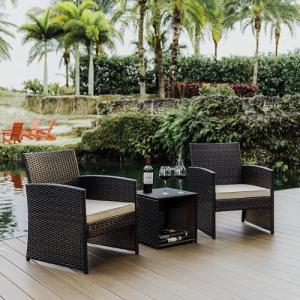 3-Piece Wicker Bistro Table and Chairs Set