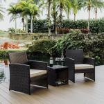 3-Piece Wicker Bistro Table and Chairs Set