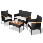 4-Piece Wicker Patio Furniture Set with Cushions