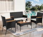 4-Piece Wicker Patio Furniture Set with Cushions