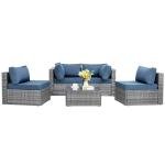 Shintenchi 5-Piece Outdoor Patio Sectional Sofa Set