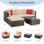 Vongrasig 5-Piece Outdoor Wicker Couch Set