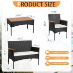 4-Piece Wicker Patio Furniture Set with Cushions