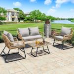 YITAHOME 4-Piece Outdoor Wicker Conversation Set