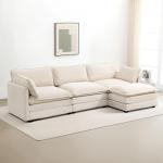 Beige Oversized Modular Sectional Sofa with Ottoman