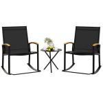 3 Piece Outdoor Rocking Bistro Set in Black