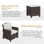 3-Piece Rattan Patio Furniture Set with Cushions