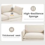 Beige Oversized Modular Sectional Sofa with Ottoman