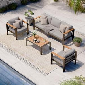 Aluminum 4-Piece Patio Furniture Set with Cushions
