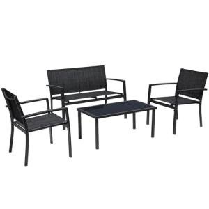 Greesum 4-Piece Black Patio Conversation Set
