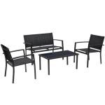 Greesum 4-Piece Black Patio Conversation Set
