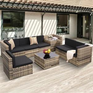 8-Piece Outdoor Wicker Rattan Sectional Set