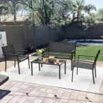 Greesum 4-Piece Black Patio Conversation Set