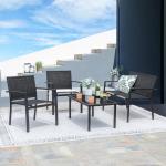 Greesum 4-Piece Black Patio Conversation Set