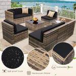 8-Piece Outdoor Wicker Rattan Sectional Set