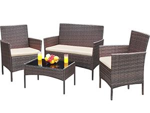 Greesum 4-Piece Wicker Patio Conversation Set