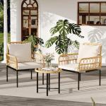 3-Piece Outdoor Rattan Patio Furniture Set