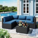 5-Piece All-Weather Rattan Patio Conversation Set
