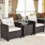 Tangkula 3-Piece Rattan Patio Furniture Set