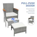 5-Piece Gray Wicker Outdoor Patio Furniture Set