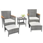 5-Piece Gray Wicker Outdoor Patio Furniture Set