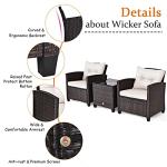 Tangkula 3-Piece Rattan Patio Furniture Set
